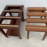 2 old English luggage rack in bronze and 19th century wood