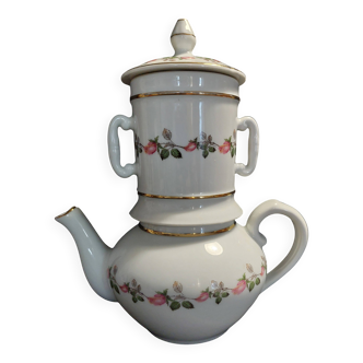 Vintage porcelain coffee pot Apilco fireproof porcelain from the 1960s.