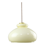 Mid-century Yellow Glass & Brass Pendant Lamp