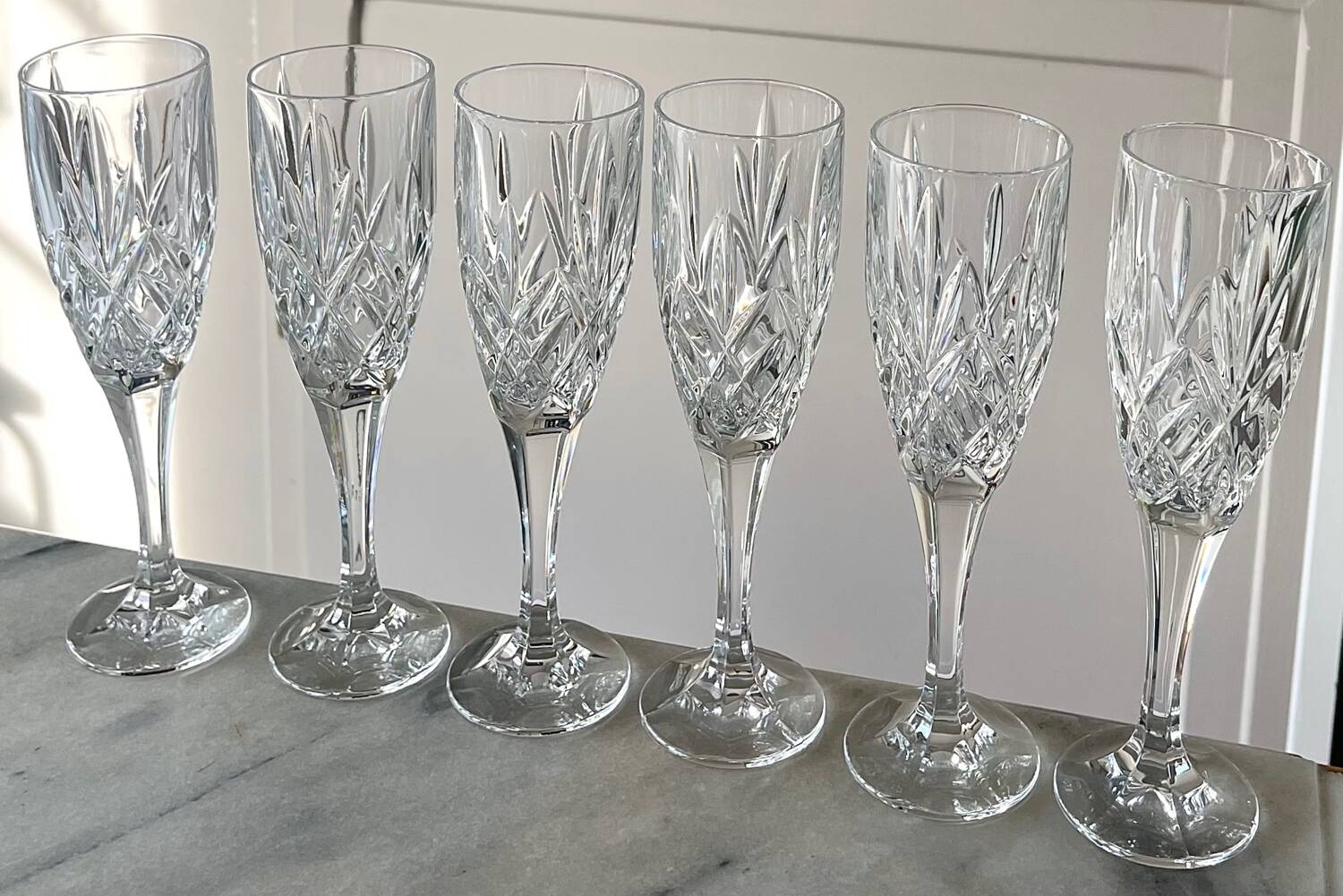 6 crystal flutes from Slovakia.