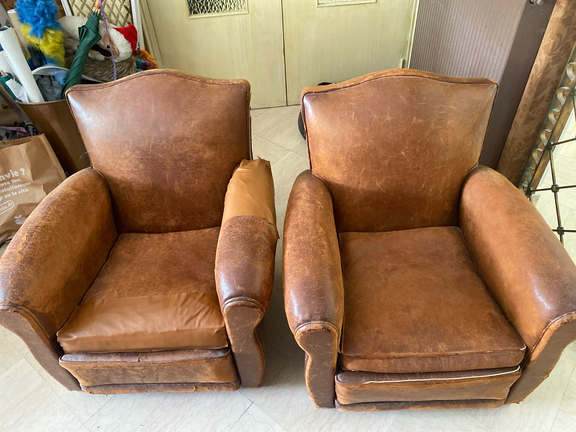 2 vintage club armchairs