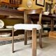 Beech chair with ecru boucle cotton "Rey" by Bruno Rey