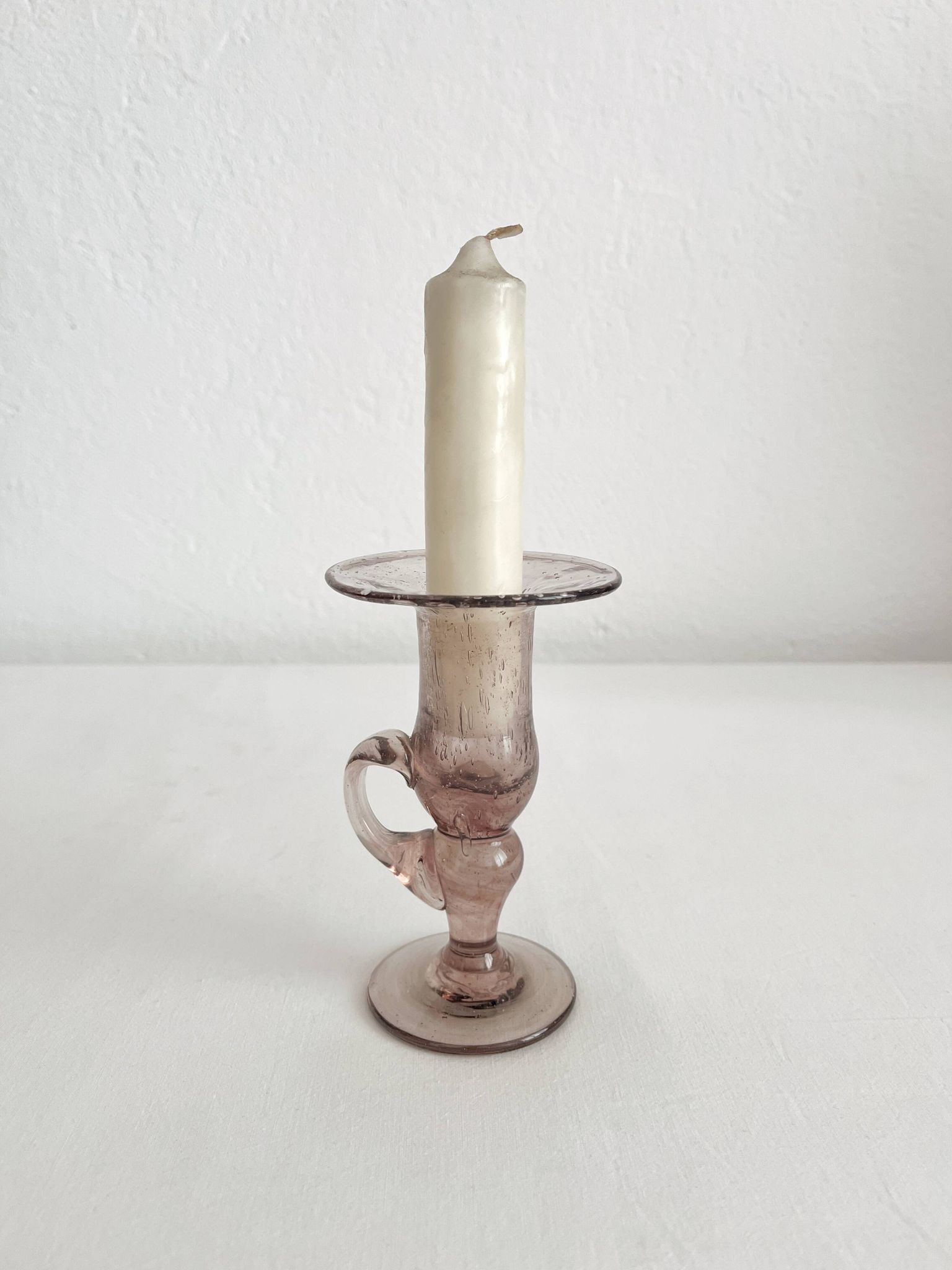 Bougeoir en verre soufflé bullé Biot vintage