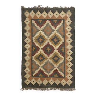 Tapis Kilim tissé à la main en jute et laine, salon, sol, salle à manger, tapis traditionnel indien.