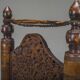 Early 20th century handmade low cedar chair, Nuristan, 1890s