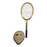 Vintage Montana Gold Seal Wooden Tennis Racket + Rooster Sporting Case