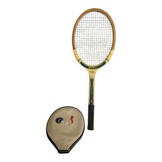 Raquette ancienne tennis Montana gold seal bois + étui coq sportif