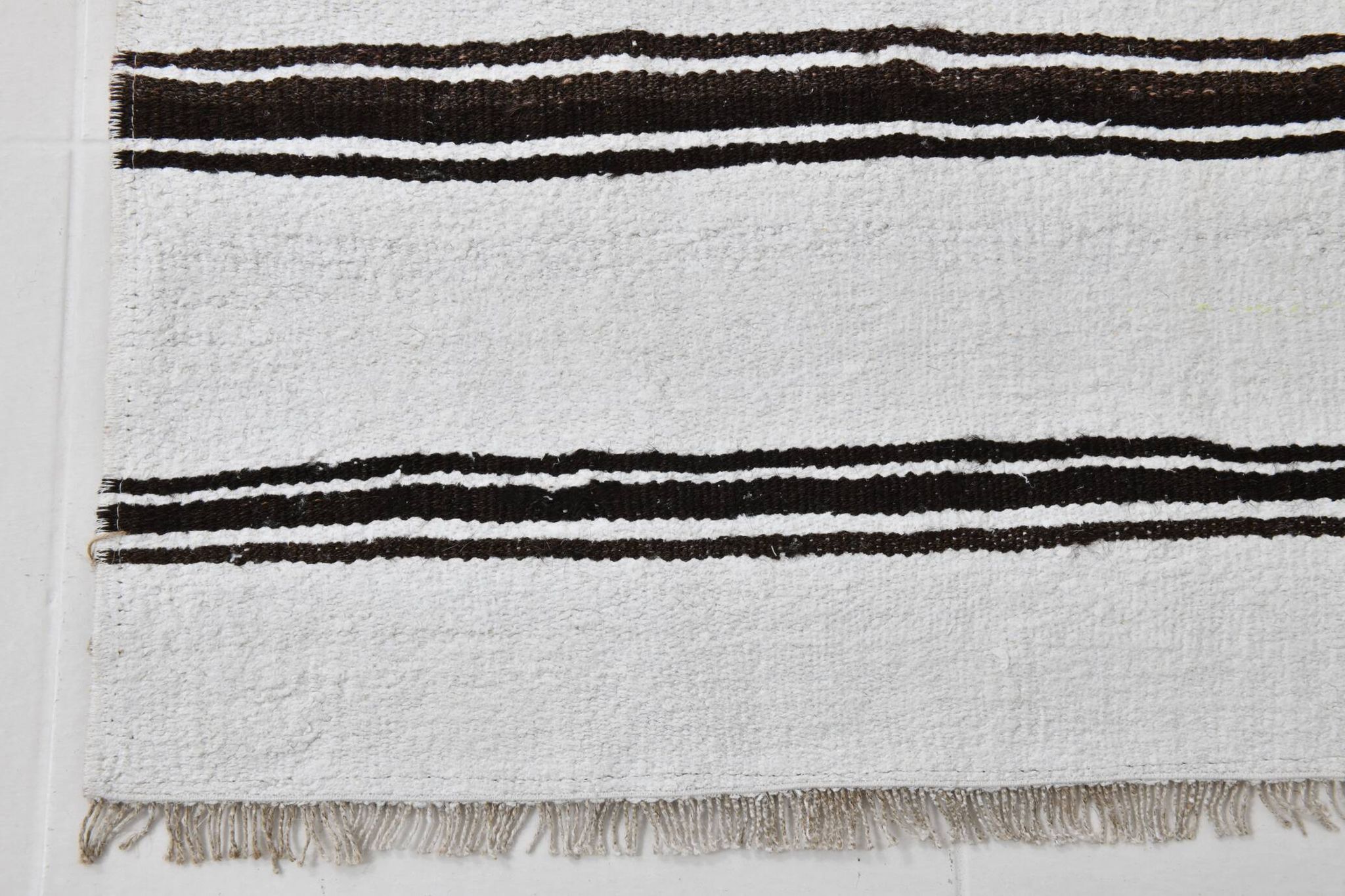 White Brown Striped Turkish Runner Rug, 70x310Cm