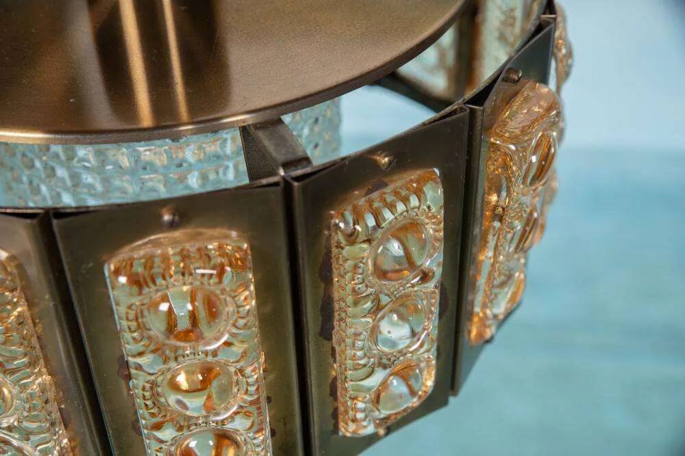 Vintage glass suspension, Danish design, mid-century hanging.