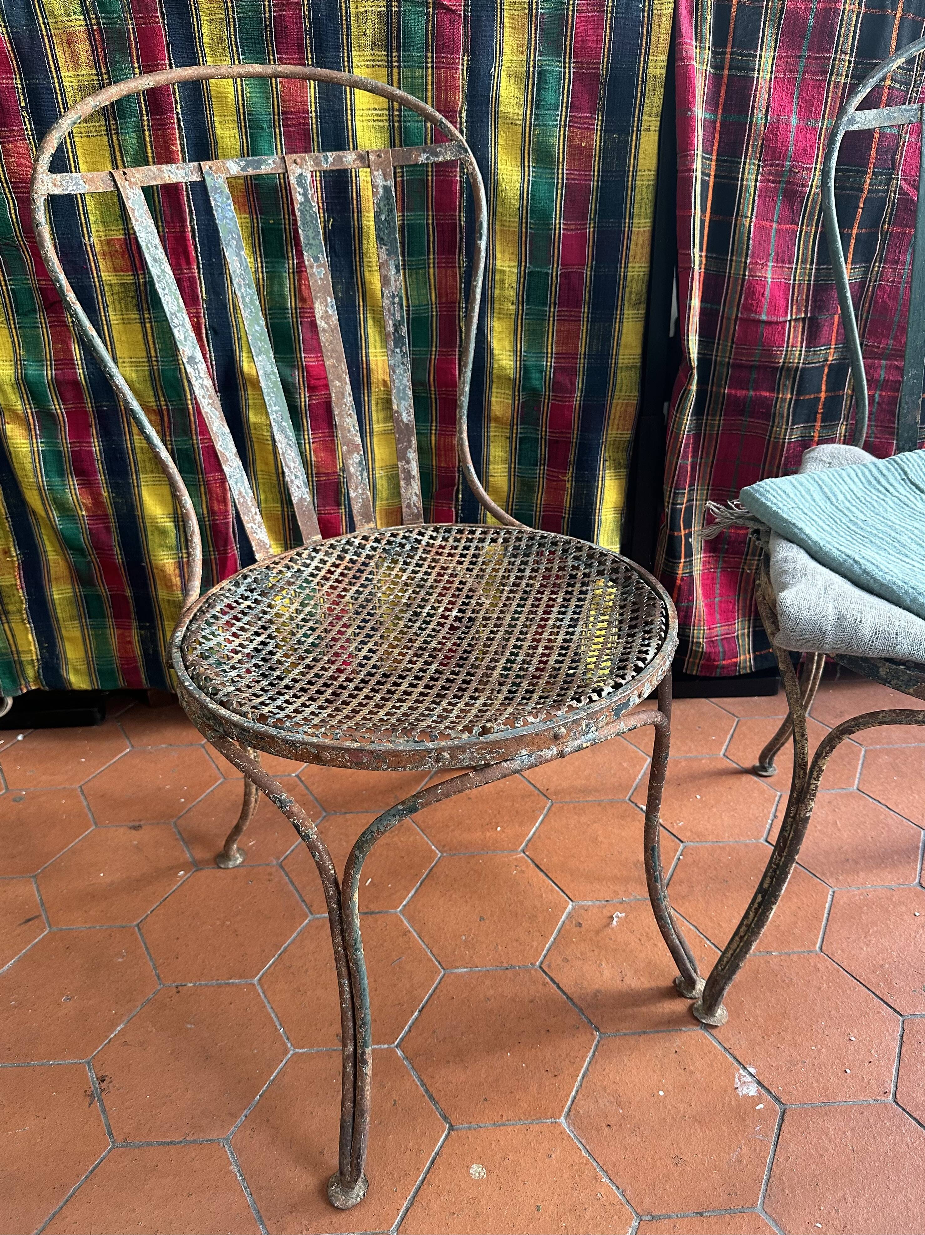 Chaise de jardin en fer peint XIXe