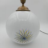 Hand-painted opaline ball lamp signed 1970s