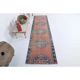 Vintage Turkish Oushak handmade cotton orange wool runner 73x273