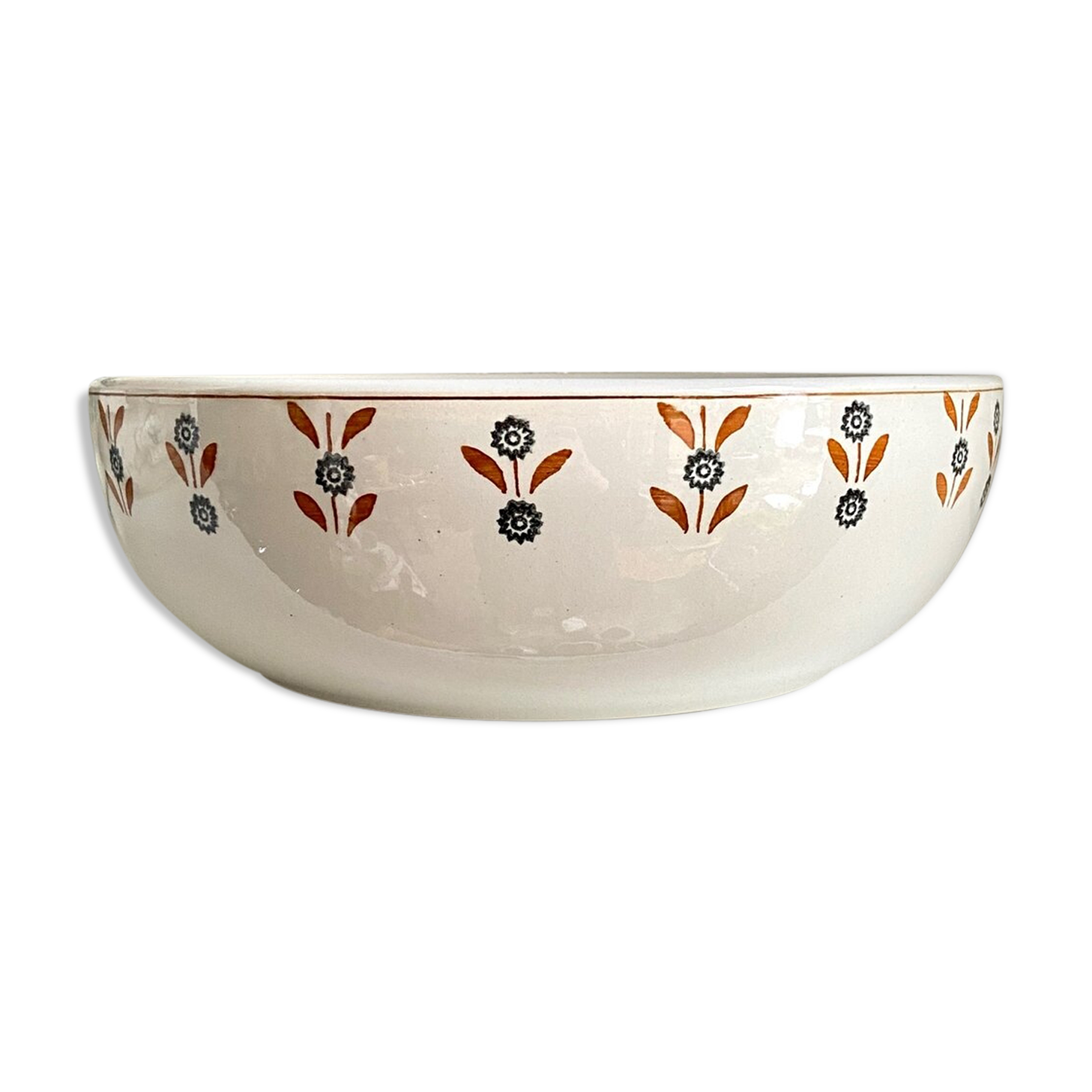 Saint Amand & Hamage salad bowl in glazed earthenware with flowers