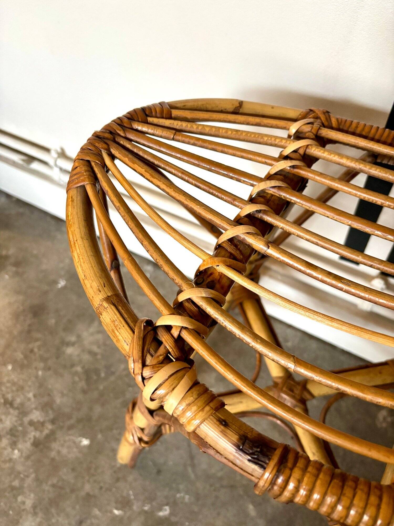 Rattan stool, 1960s-1970s