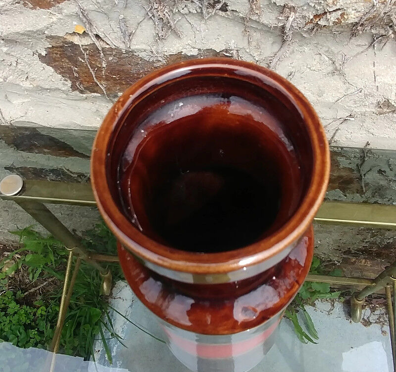 Vintage soliflore vase in glazed ceramic 70s W.Germany orange/brown