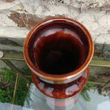 Vase soliflore vintage en céramique vernissée années 70 w.germany orange/marron