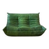 Canapé deux places Togo en cuir vert Dubaï par Michel Ducaroy pour Ligne Roset