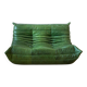 Dubai green leather Togo two-seater sofa by Michel Ducaroy for Ligne Roset