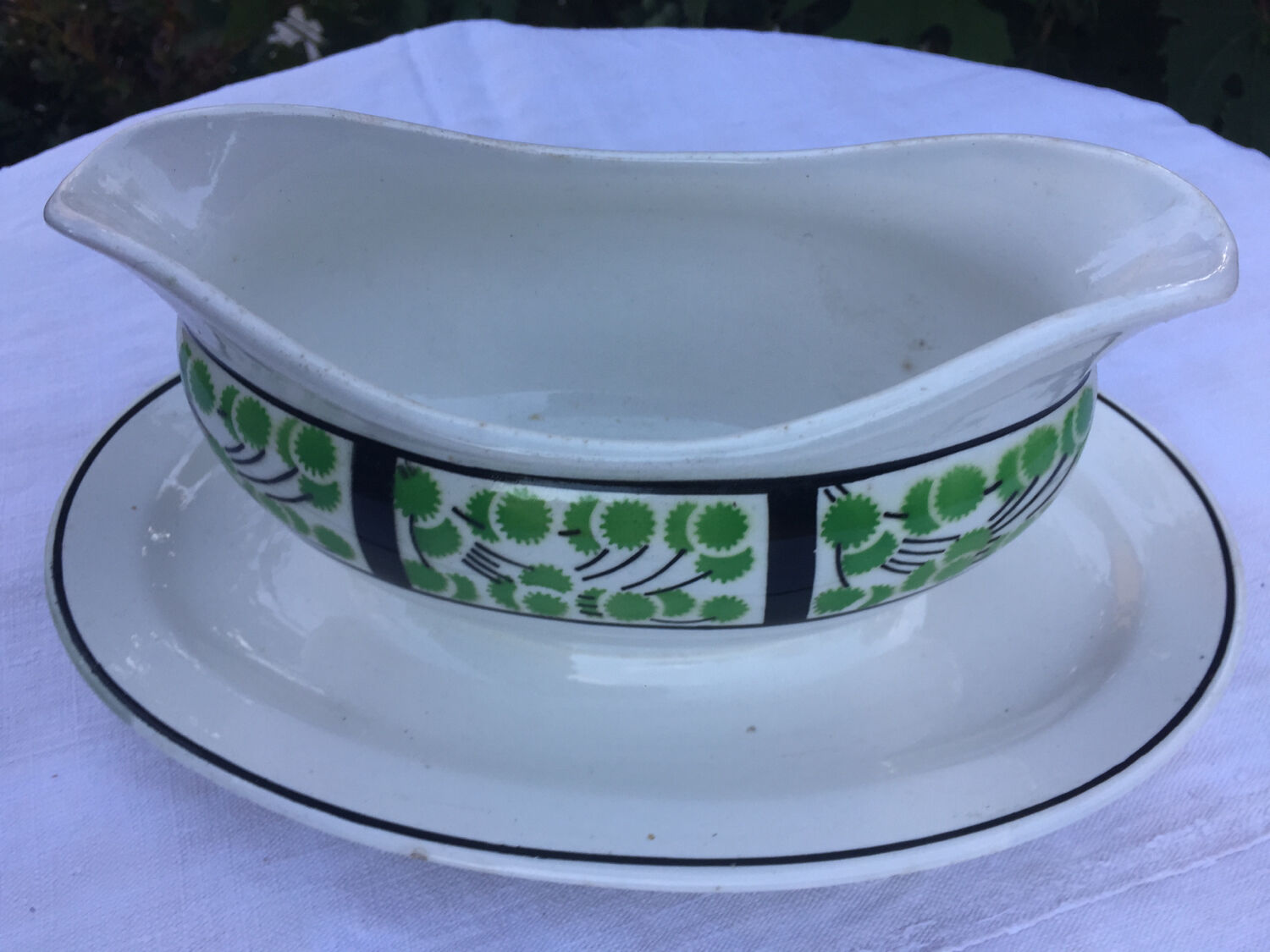 Old sauce boat made in France Digoin Sarreguemines