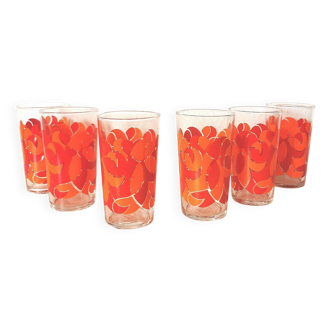 verres à fleur oranges années 70