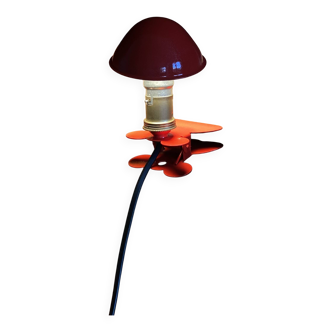 Small mushroom clip-on spotlight, portable night light in red metal
