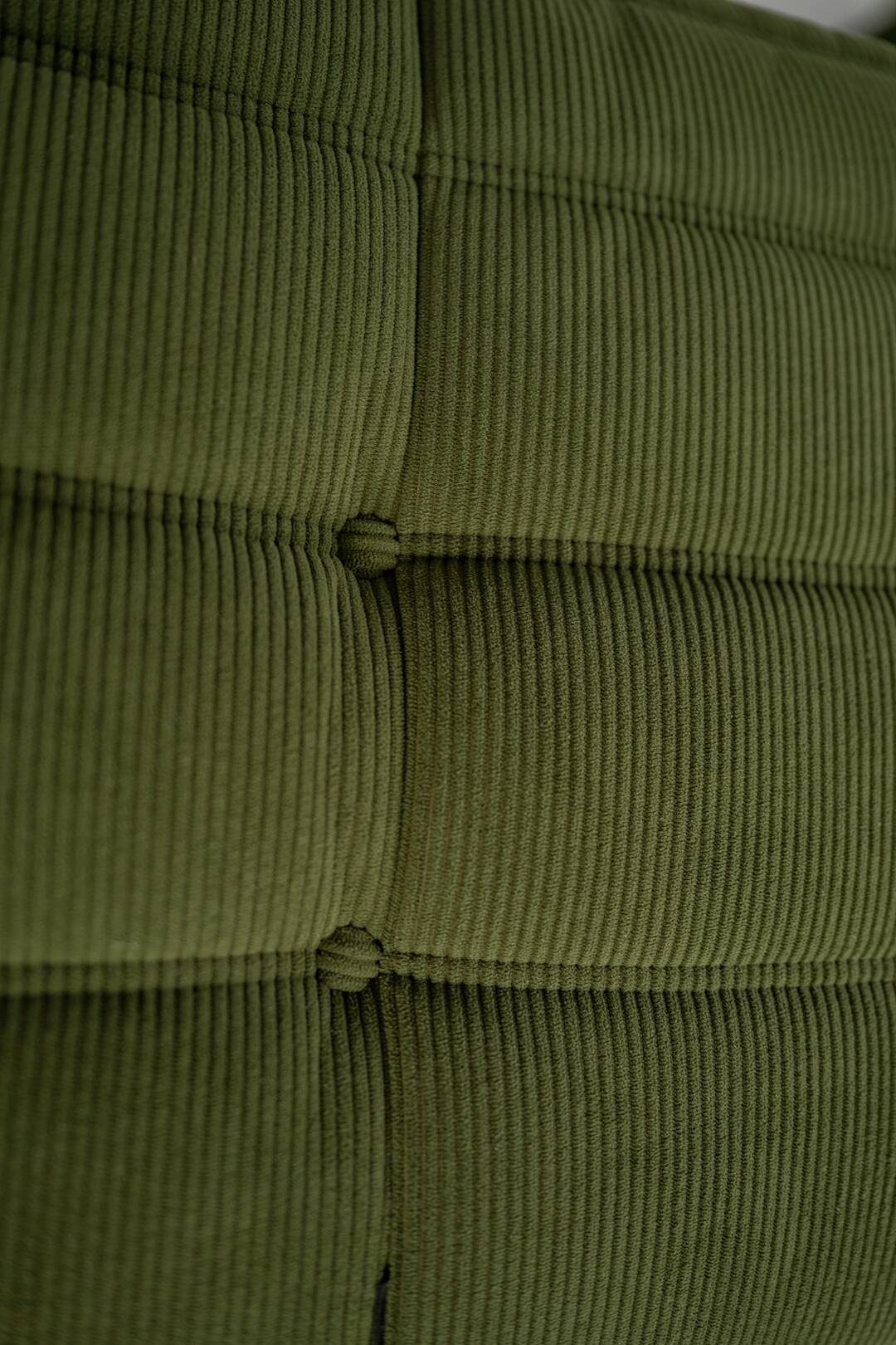 Togo set of armchair and pouf in khaki corduroy
