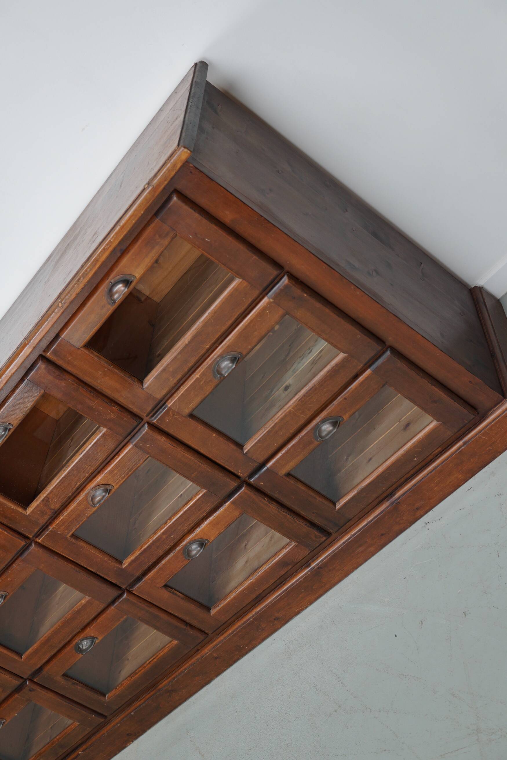 Vintage Dutch Pine Haberdashery Shop Cabinet, Mid-Century