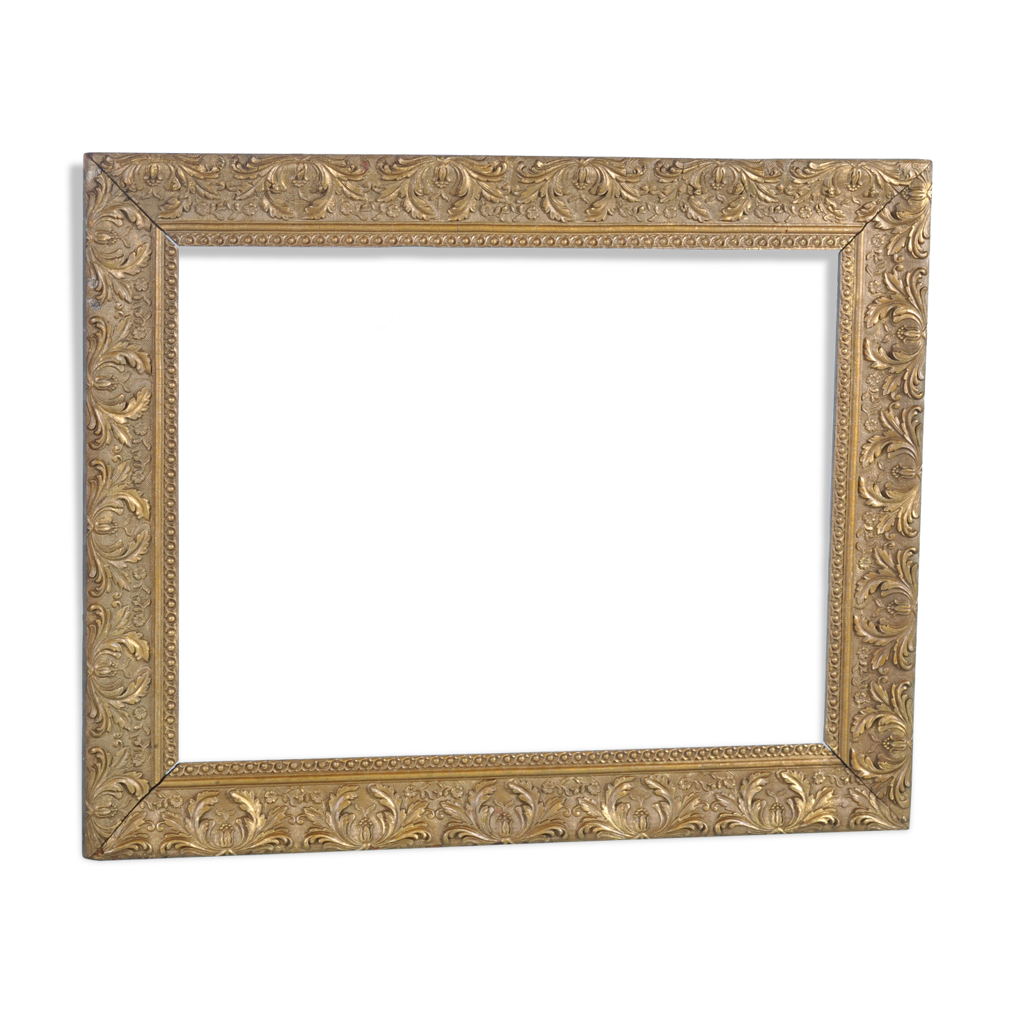 Old wooden frame, gilded stucco