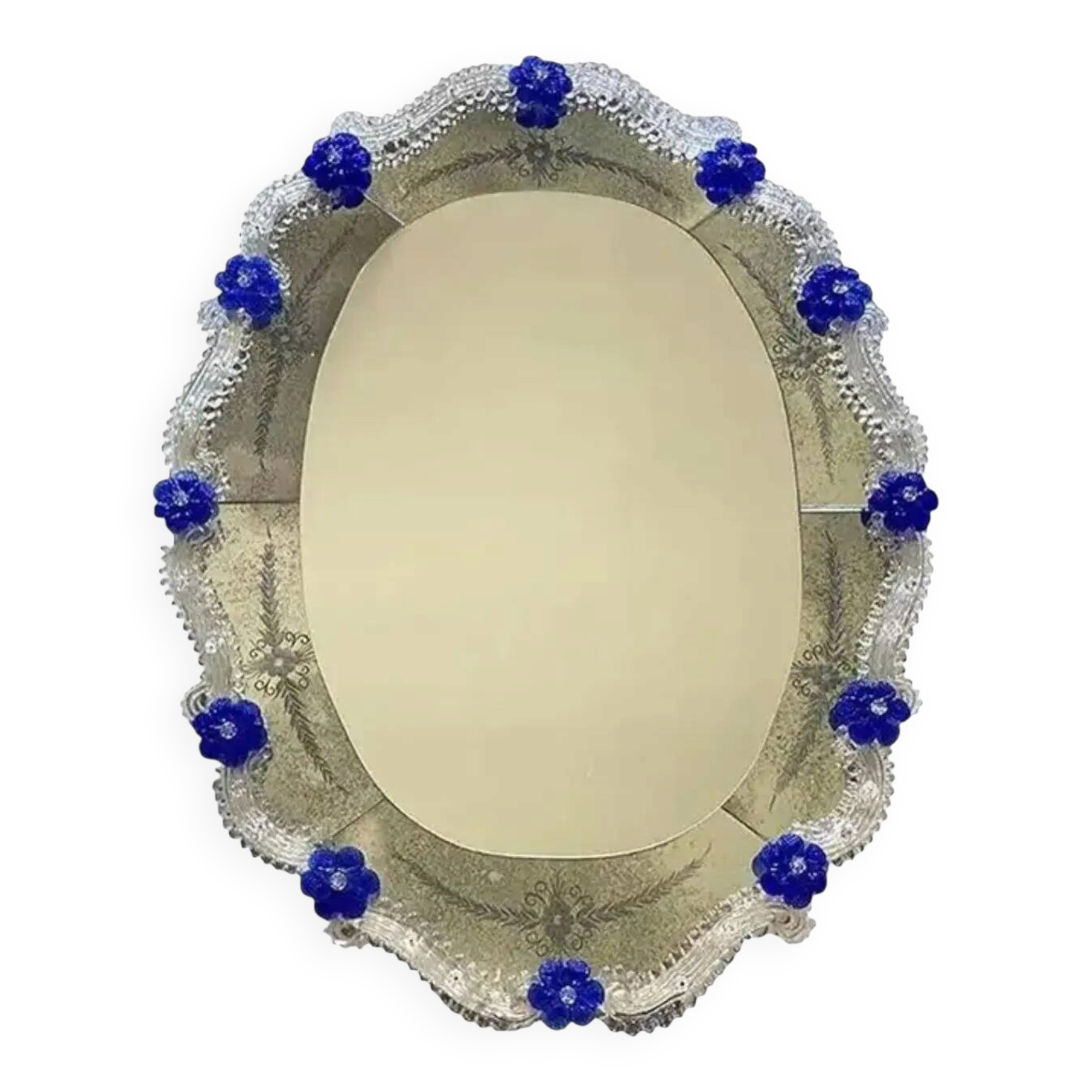 Vintage Simoeng Hand-Carved Venetian Oval Mirror