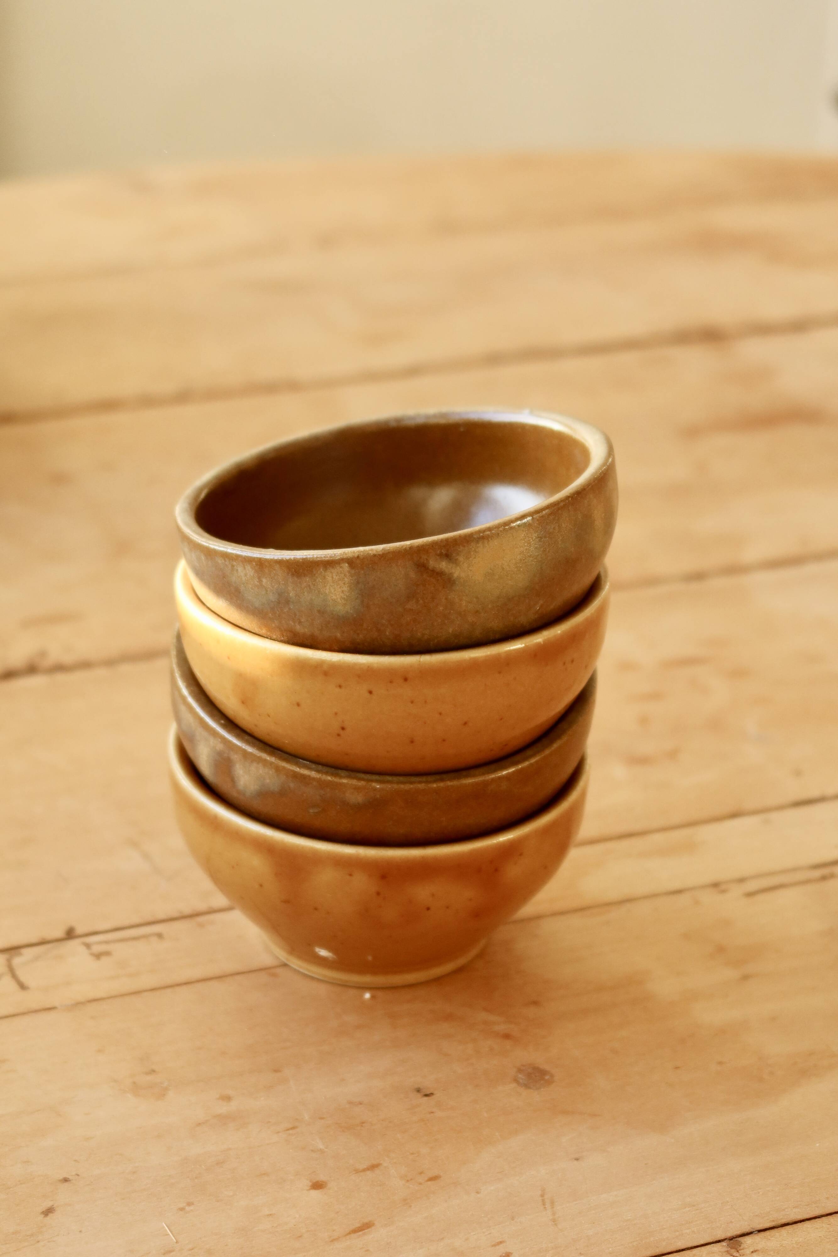 4 small mismatched vintage stoneware bowls/ramekins