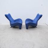 Pair of "balou" armchairs by jane worthington for leolux in leather, 1980