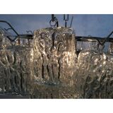 Italian "brick" transparent kromo metal frame murano glass chandelier