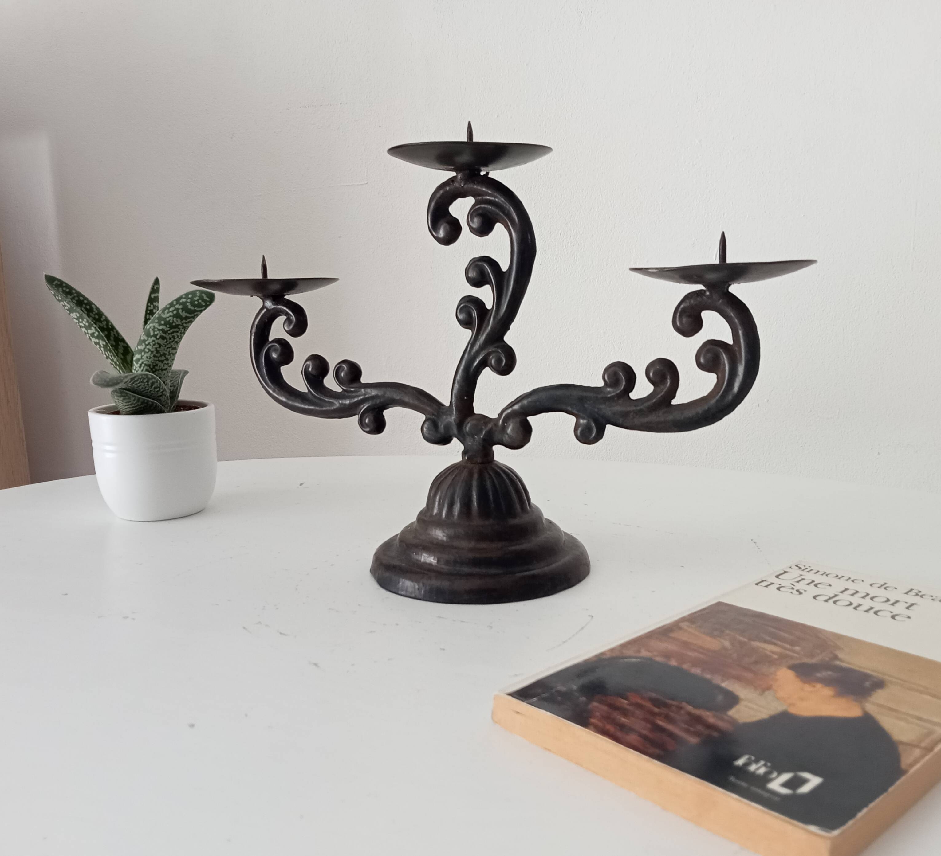Old enamelled cast iron chandelier