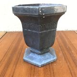 Pot art déco plantes fonte émaillé bleu