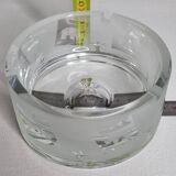 Thick frosted glass ashtray and pocket tray, 1980s savannah design, 13 cm.