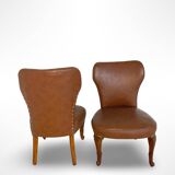 Set of the side chairs and stool for leg, 1950s.