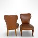 Ensemble de chaises d'appoint et tabouret pour pied, années 1950.