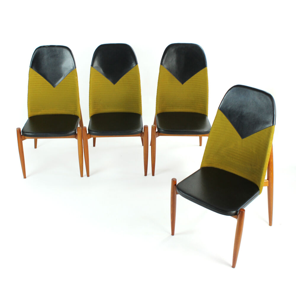 Tall Dining Chairs in Teak Wood, Czechoslovakia circa 1970
