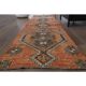 1970s vintage Turkish Oushak handmade wool cotton orange runner rug 80x320