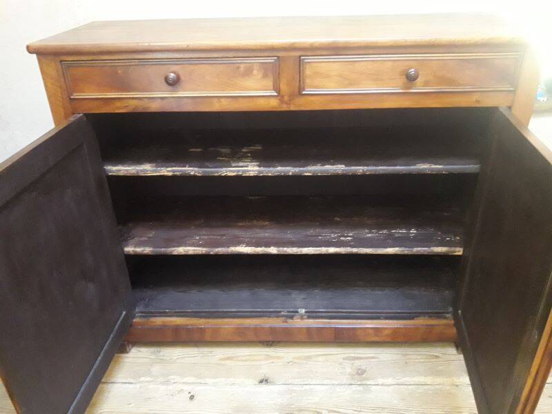 Solid walnut sideboard with 2 doors and 2 drawers, late 19th century