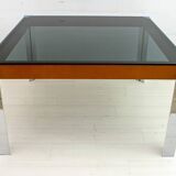 Willy Rizzo Style MidCentury Modern Italian Chrome and Leather Dining Table