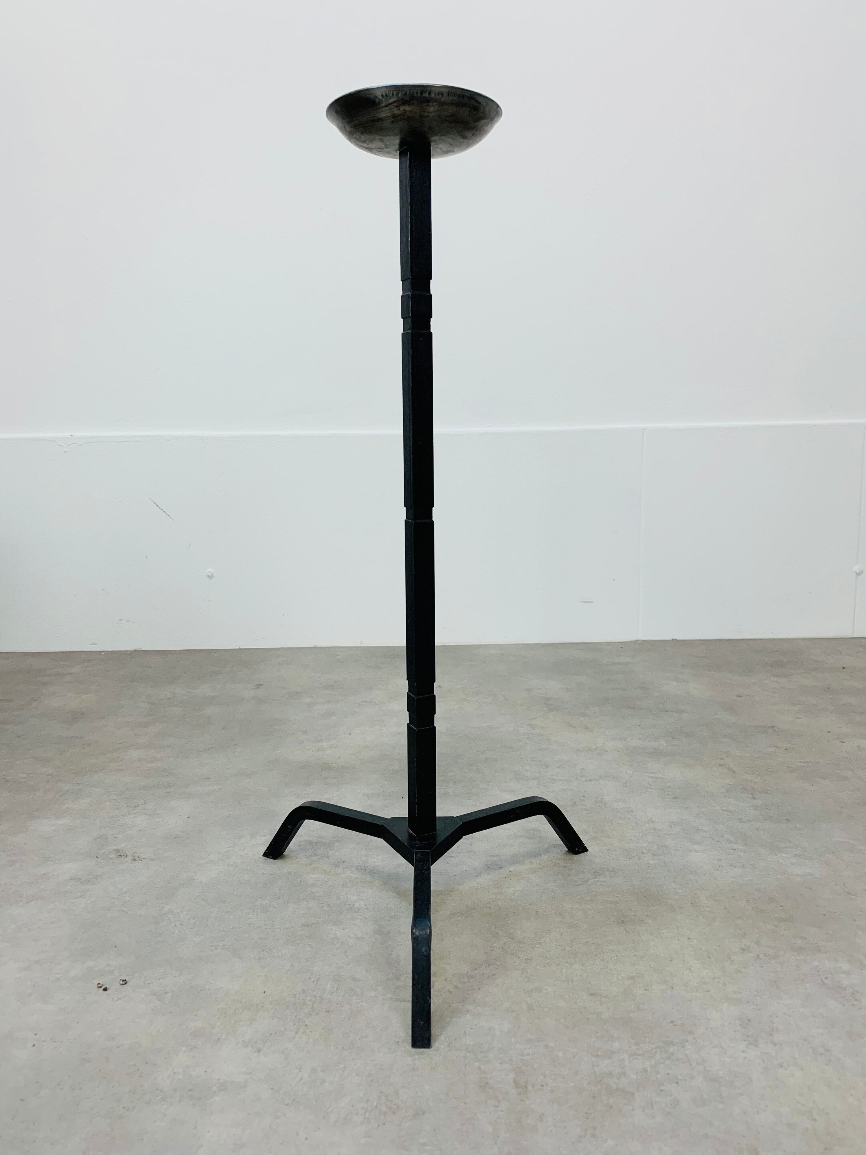 Bougeoir pique cierge brutaliste fer forgé 69 cm