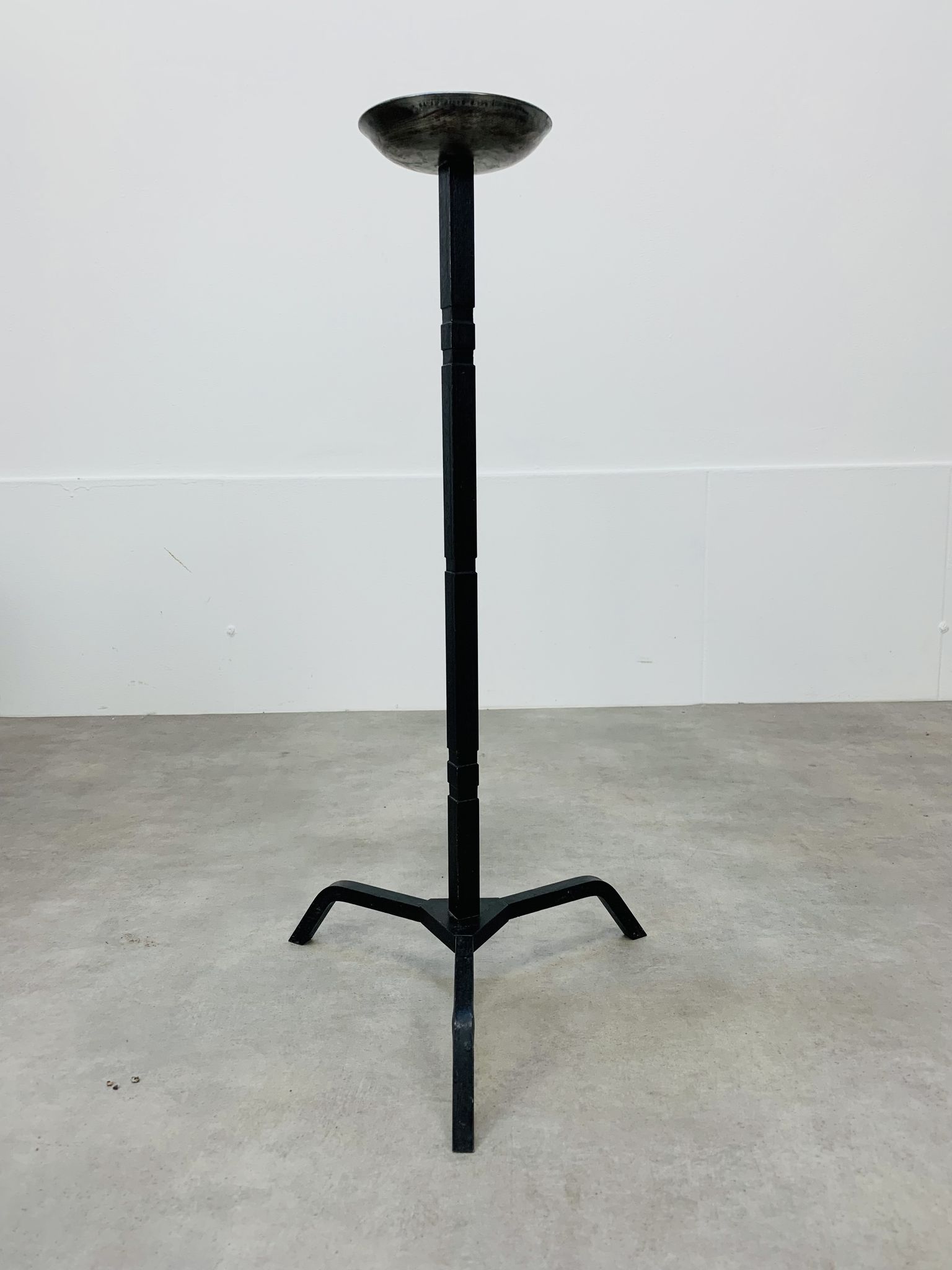 Bougeoir pique cierge brutaliste fer forgé 69 cm