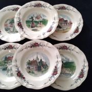 Set of 6 hollow plates in faience of Sarreguemines model Obernai