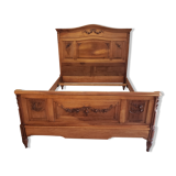 Vintage old walnut bed carved late nineteenth century