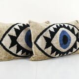 Set of two silk ikat eye velvet pillow cover