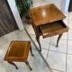 Louis XV style gueridon and stool set in solid oak.