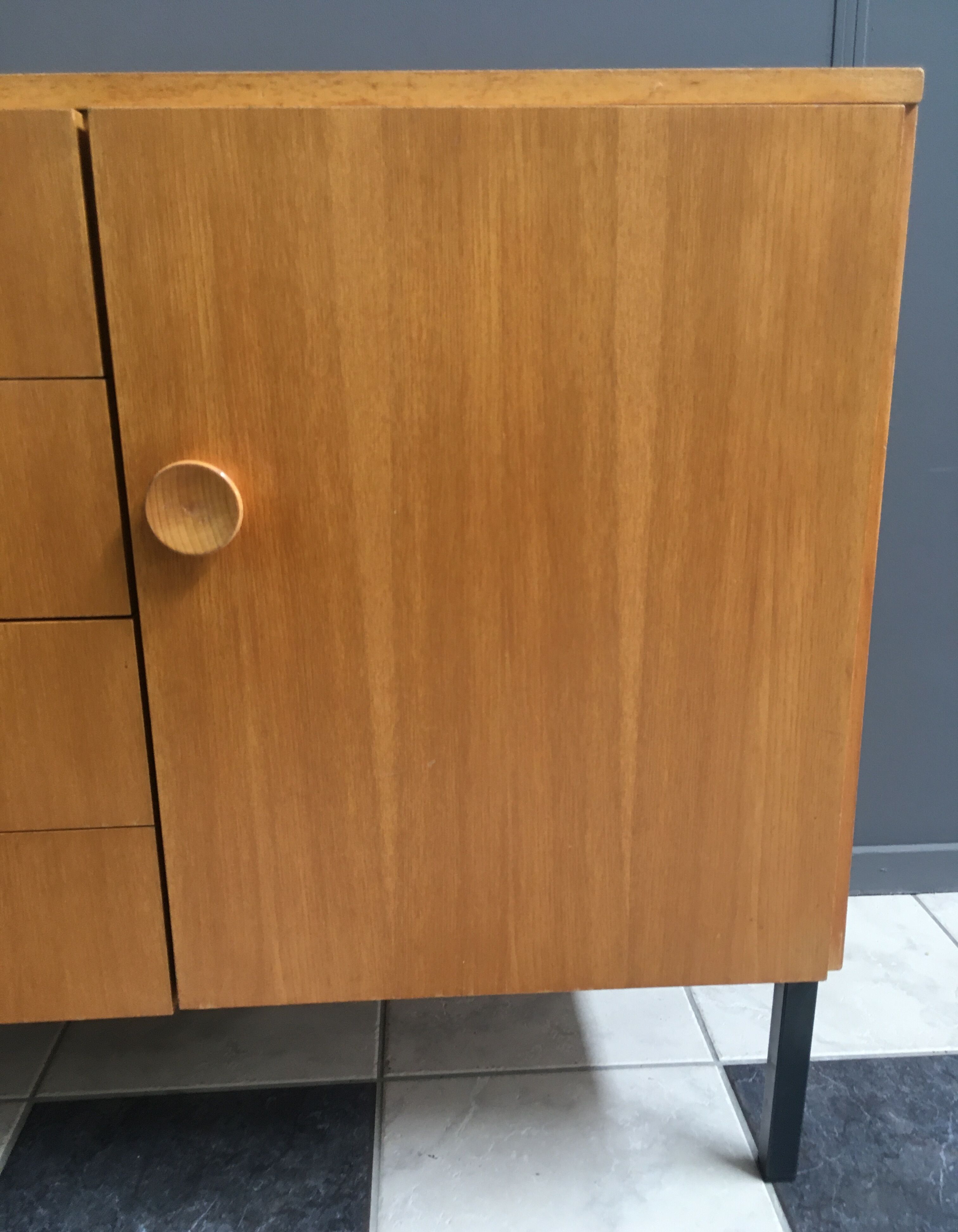 Blond wood sideboard cabinet 1970s