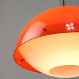 Italian space age orange plexiglass pendant lamp, 1970s