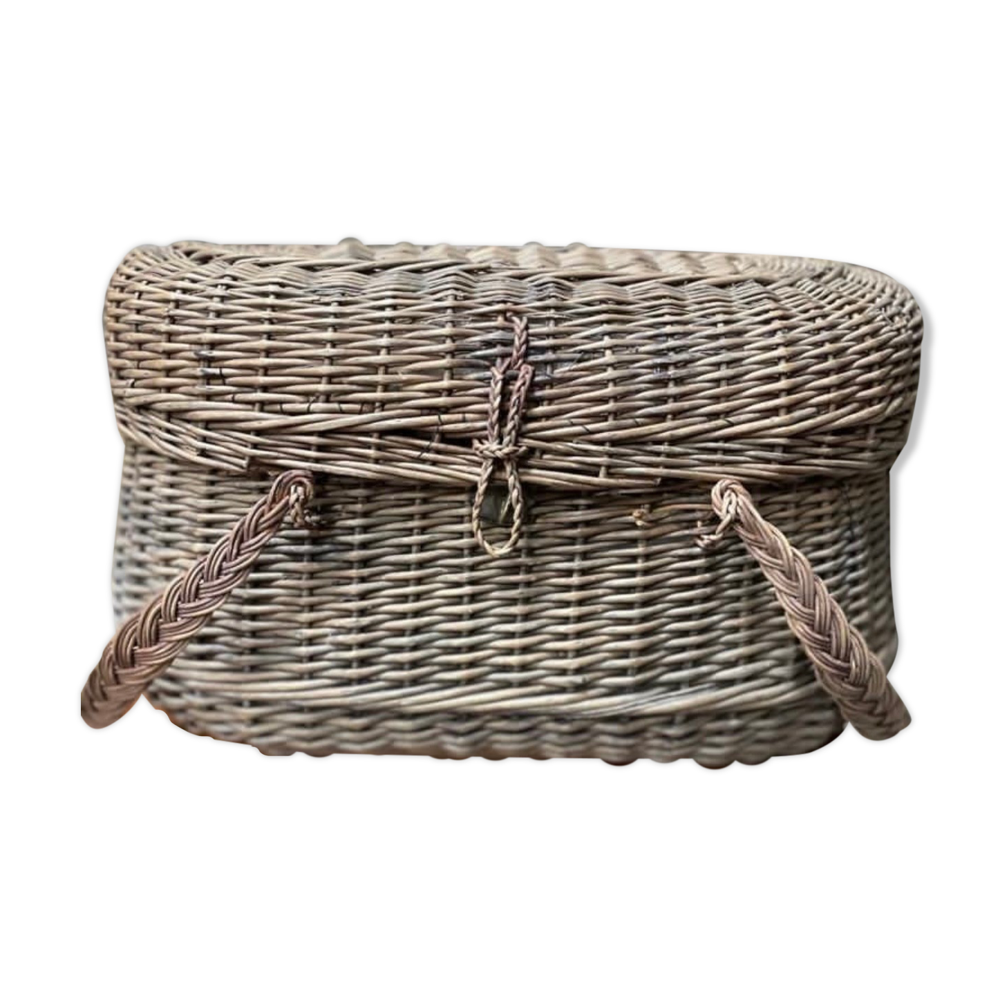 Bressan basket in old wicker, with handles and closure